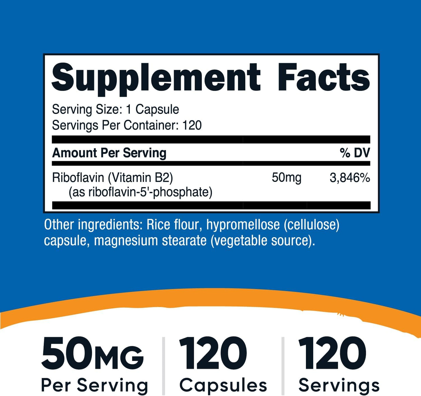 Nutricost R-5-P (Riboflavin-5-Phosphate) (Vitamin B2) 50 mg, 120 Vegan Capsules - görsel 2