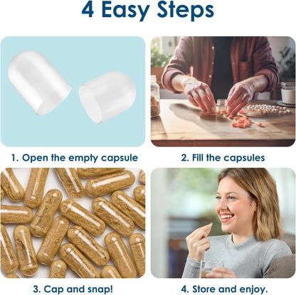 Capsuline Size 4 Empty Gelatine Capsules, Black/Clear - 1000 Capsules