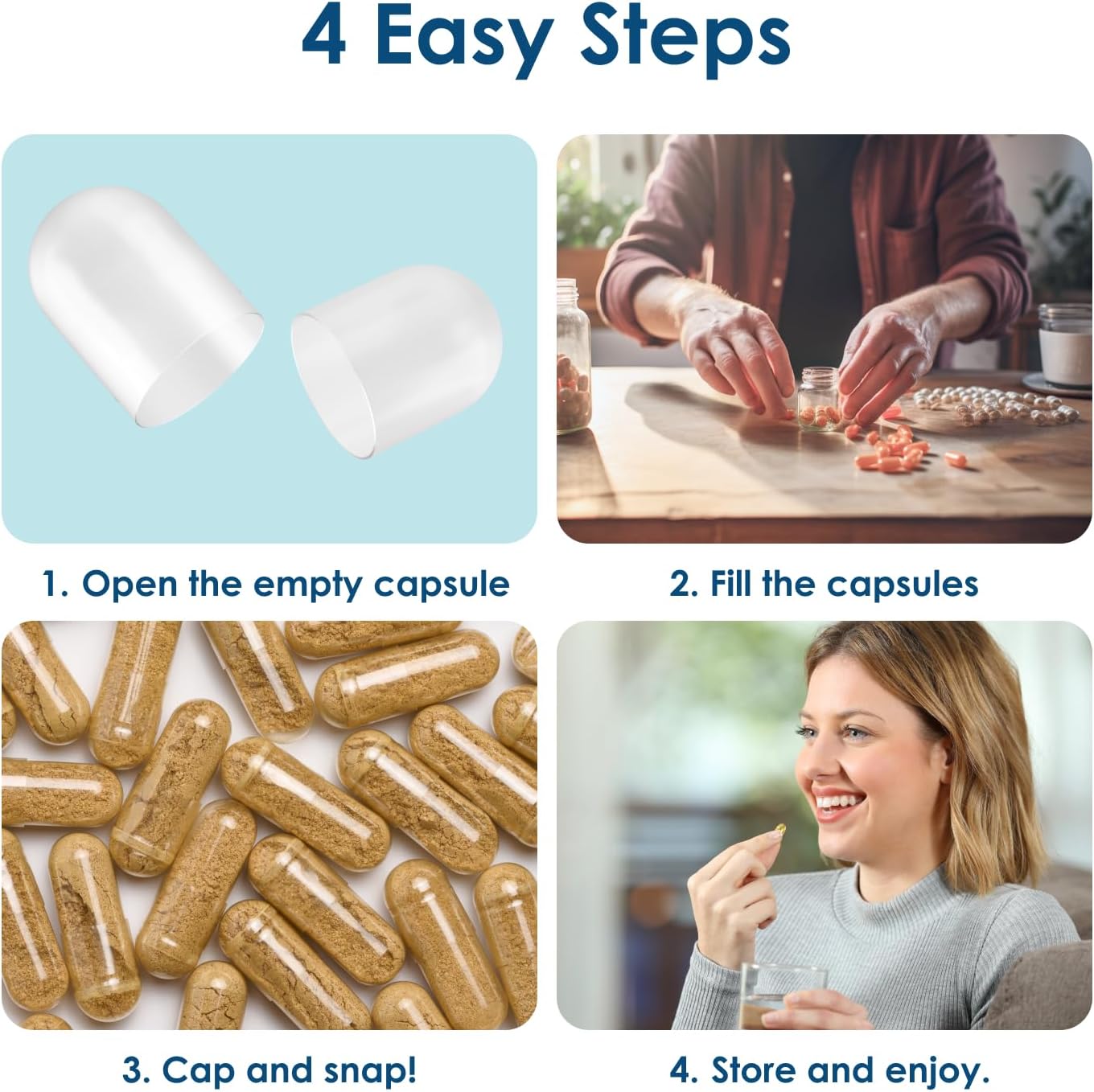 Capsuline Size 3 Empty Gelatine Capsules, White/Clear - 1000 Count - görsel 7