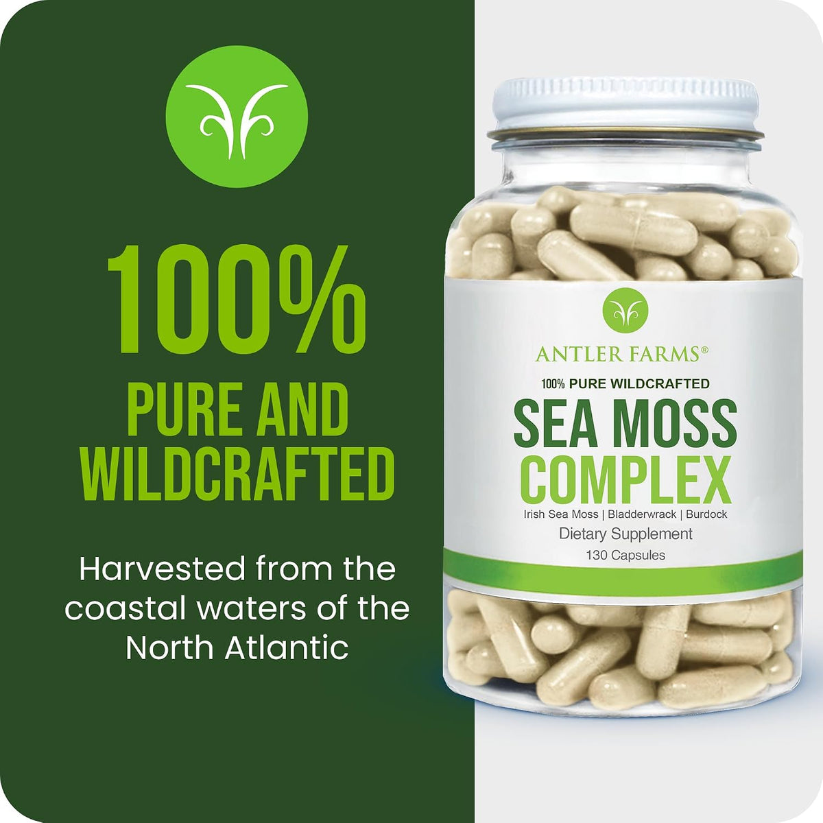 Antler Farms – 100% Pure Sea Moss Complex, 130 Capsules - görsel 2