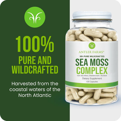 Antler Farms – 100% Pure Sea Moss Complex, 130 Capsules