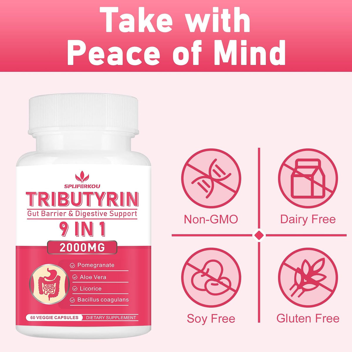 Tributyrin Gut Health Supplement – Butyrate Complex with Aloe & Probiotics, 60 Vegan Capsules - görsel 5