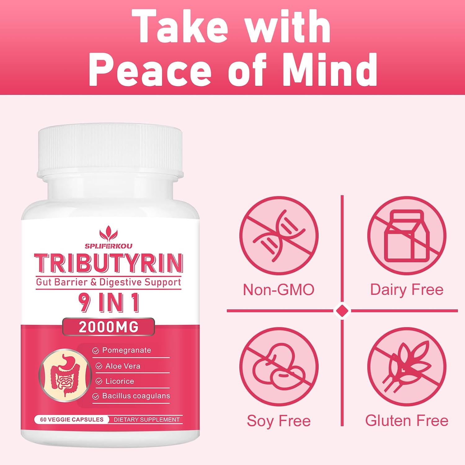 Tributyrin Gut Health Supplement – Butyrate Complex with Aloe & Probiotics, 60 Vegan Capsules - görsel 5
