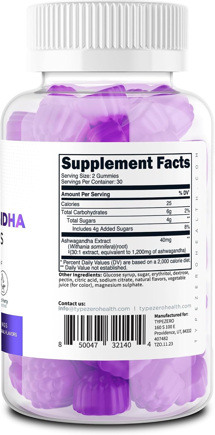Type Zero Ashwagandha Gummies - 60 Gummies (30 Servings) - görsel 4