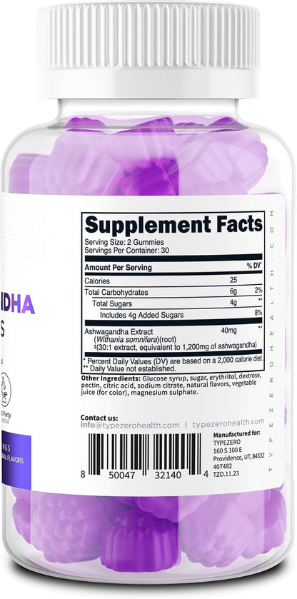 Type Zero Ashwagandha Gummies - 60 Gummies (30 Servings)