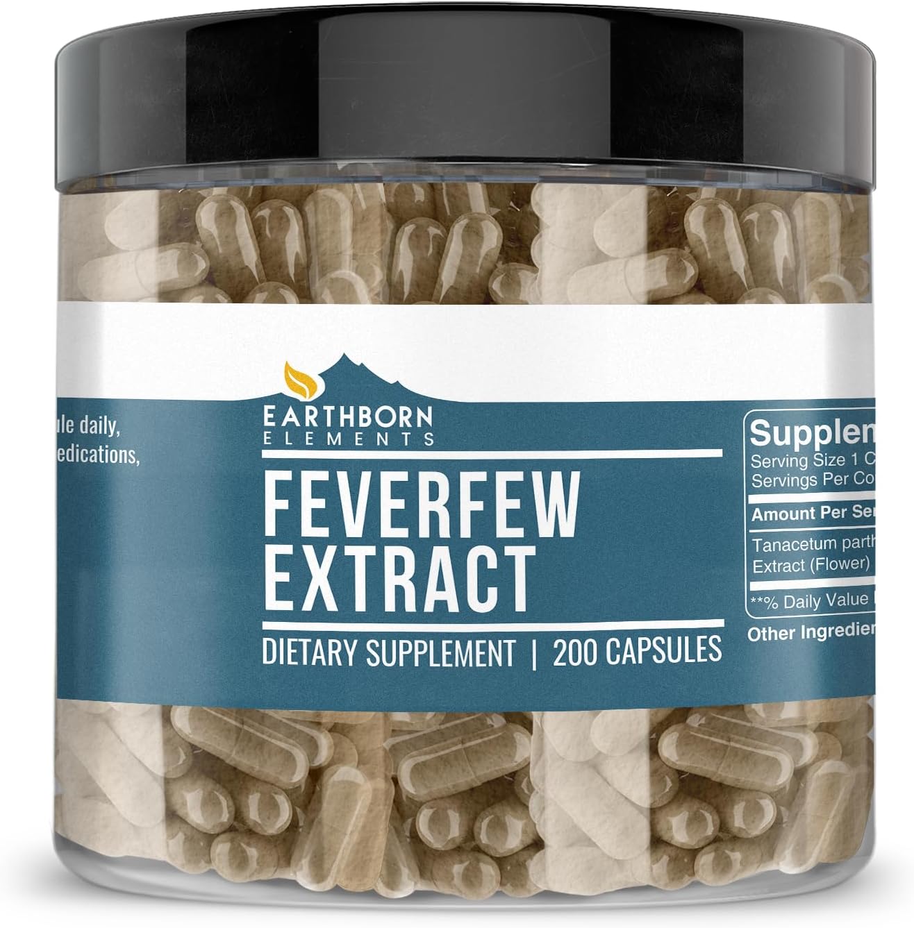 Earthborn Elements Feverfew Extract 200 Capsules, Pure & Unadulterated, No Additives - görsel 2