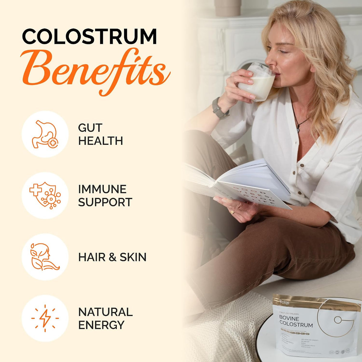 Bovine Colostrum Powder – First-Day Milking for Immune & Gut Support – 60 Servings - görsel 8