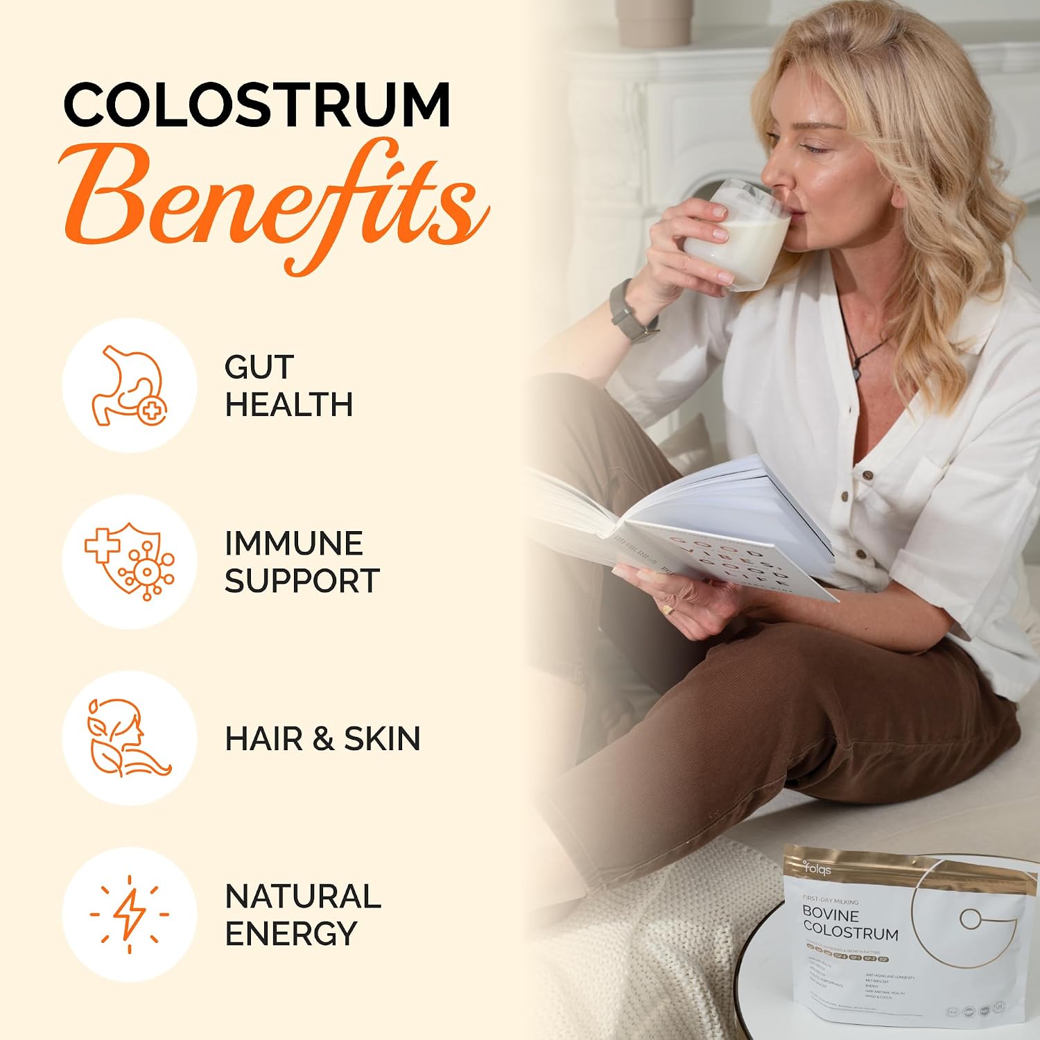 Bovine Colostrum Powder – First-Day Milking for Immune & Gut Support – 60 Servings - görsel 8