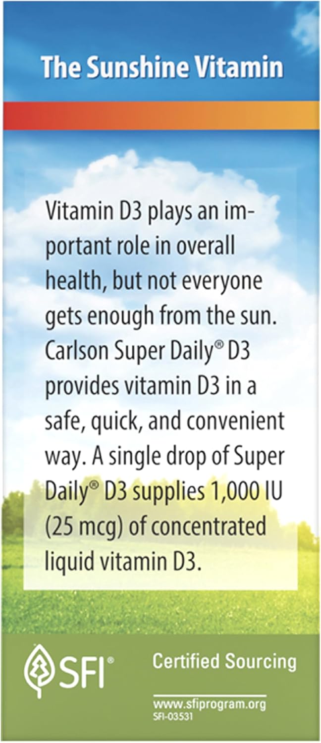 Carlson Super Daily D3 Vitamin D Drops - 1,000 IU per Drop, 365 Drops - görsel 9