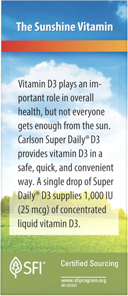 Carlson Super Daily D3 Vitamin D Drops - 1,000 IU per Drop, 365 Drops