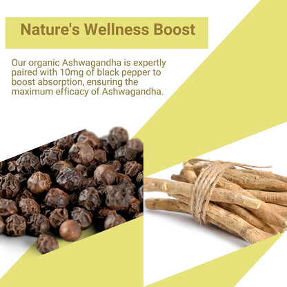 Ashwagandha Capsules - 60 Capsules - 1300mg per Serving with Black Pepper