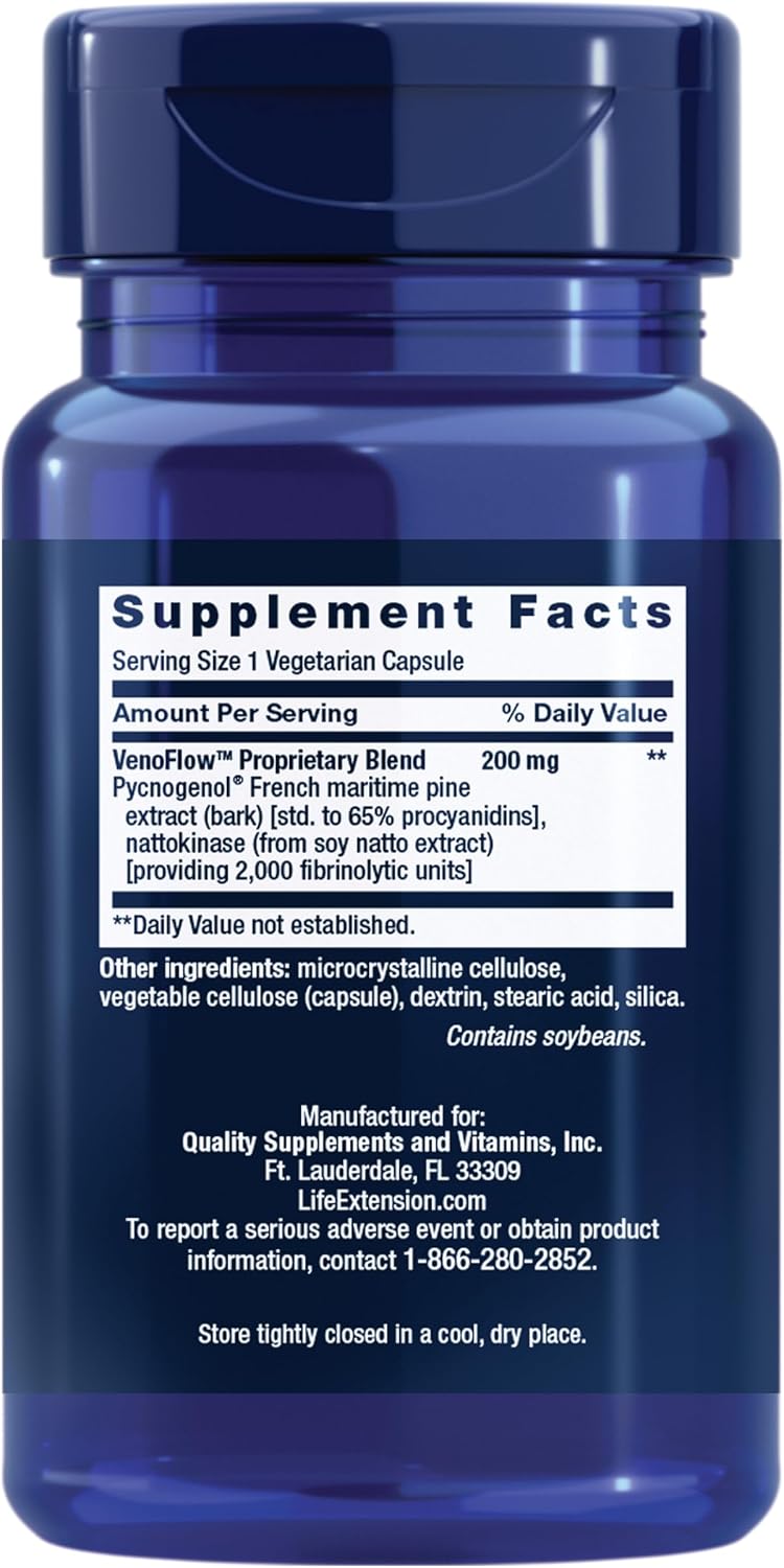 Life Extension VenoFlow™ – Nattokinase and French Maritime Pine Bark Extract for Vascular Health, 30 Capsules - görsel 2