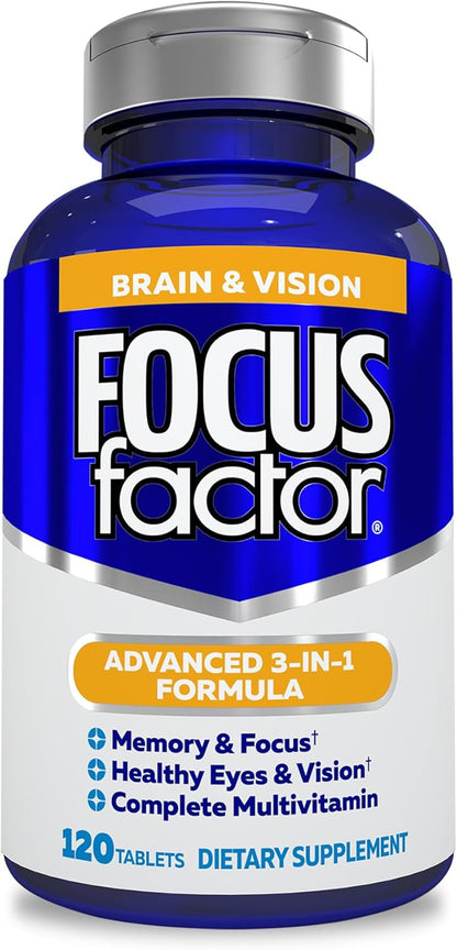 Focus Factor Brain and Vision Supplement with Lutein & Zeaxanthin - 120 Tablets