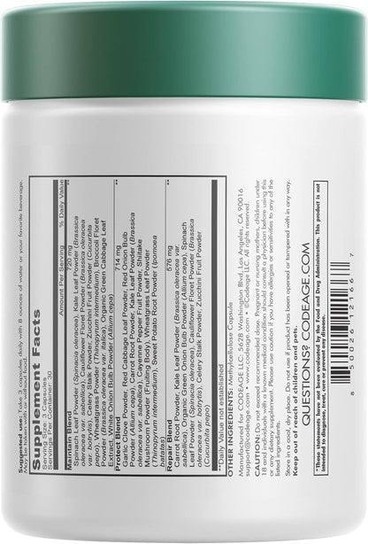 Codeage Instantfood Easy Veggies - Over 15 Vegetable Powders - Daily Vegan Whole Food Greens Supplement - 90 Capsules