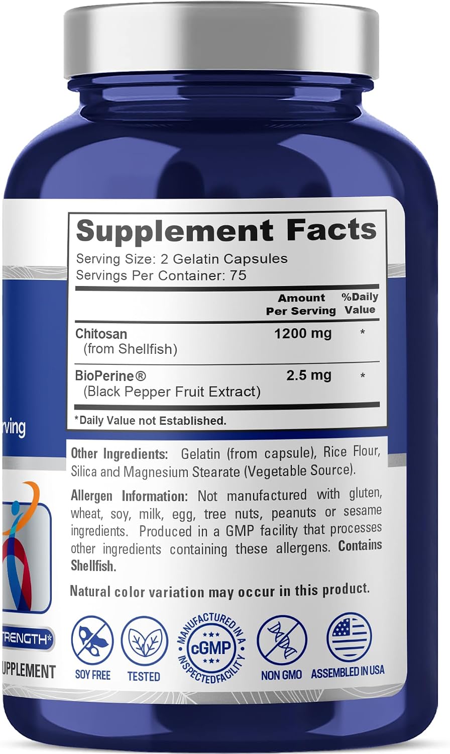 NusaPure Chitosan 1200mg with Bioperine – 150 Capsules (Non-GM & Soya-Free) - görsel 3