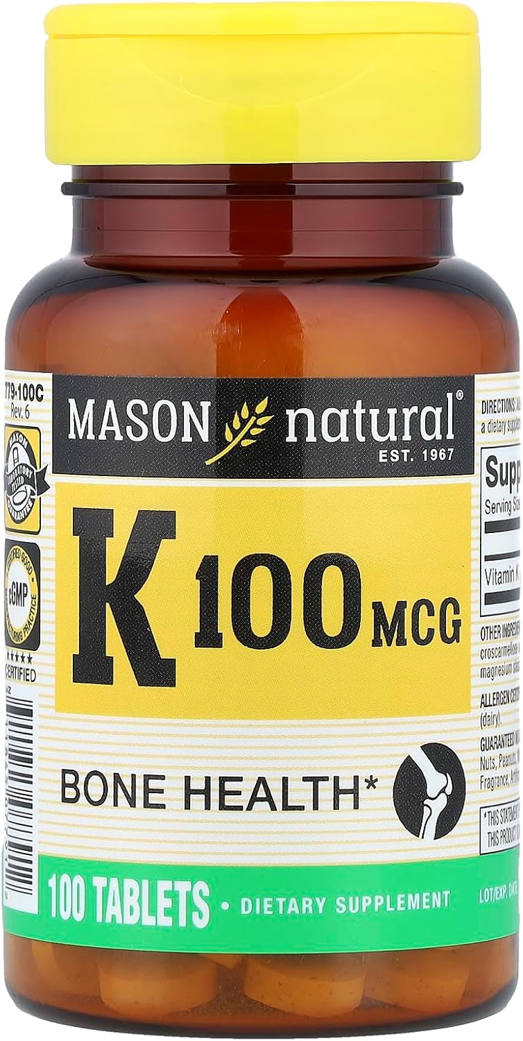 MASON NATURAL Vitamin K, 100 mcg, 100 Tablets - görsel 1
