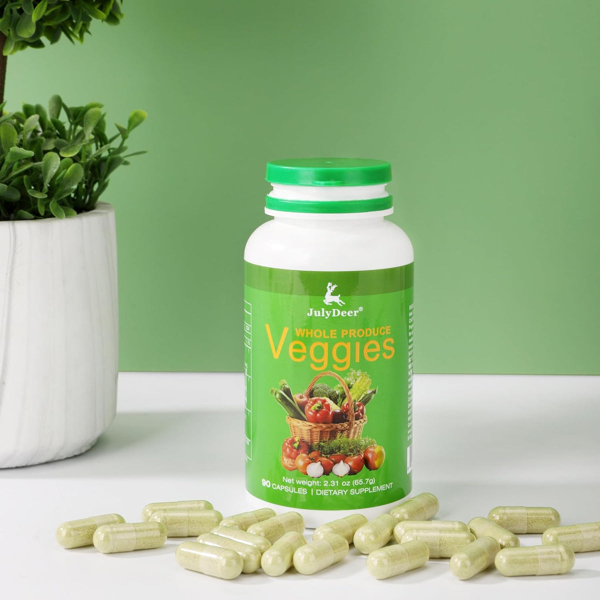 JulyDeer Veggie Supplement - 18 Whole Veggie Blend, 90 Vegetarian Capsules - görsel 7