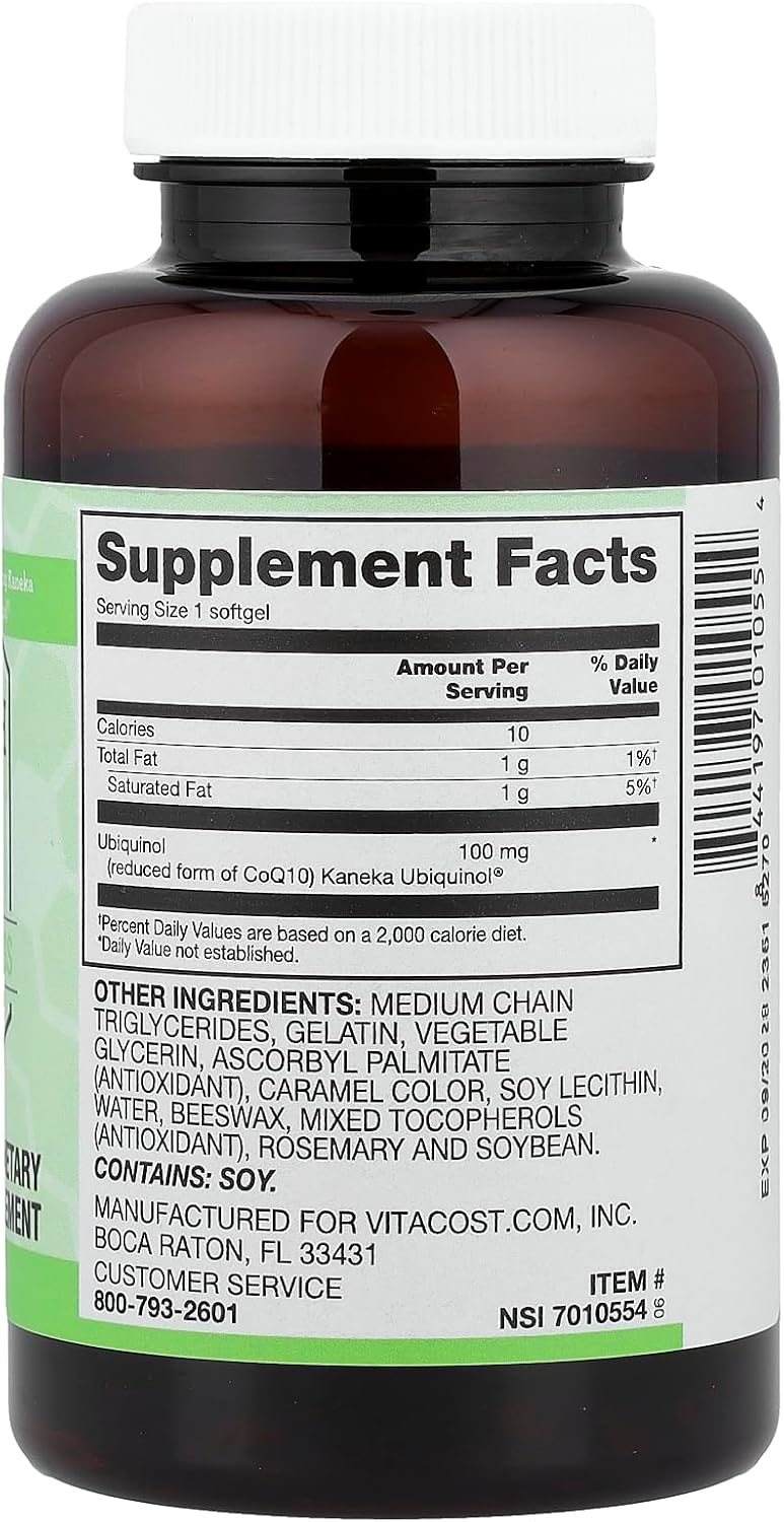 Vitacost Synergy® Ubiquinol CoQH 100 mg 60 Softgels - görsel 2