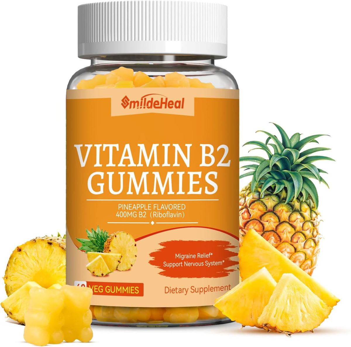 2 Pack Vitamin B2 Gummies – Chewable Riboflavin 400mg with Magnesium – 120 Counts - görsel 7