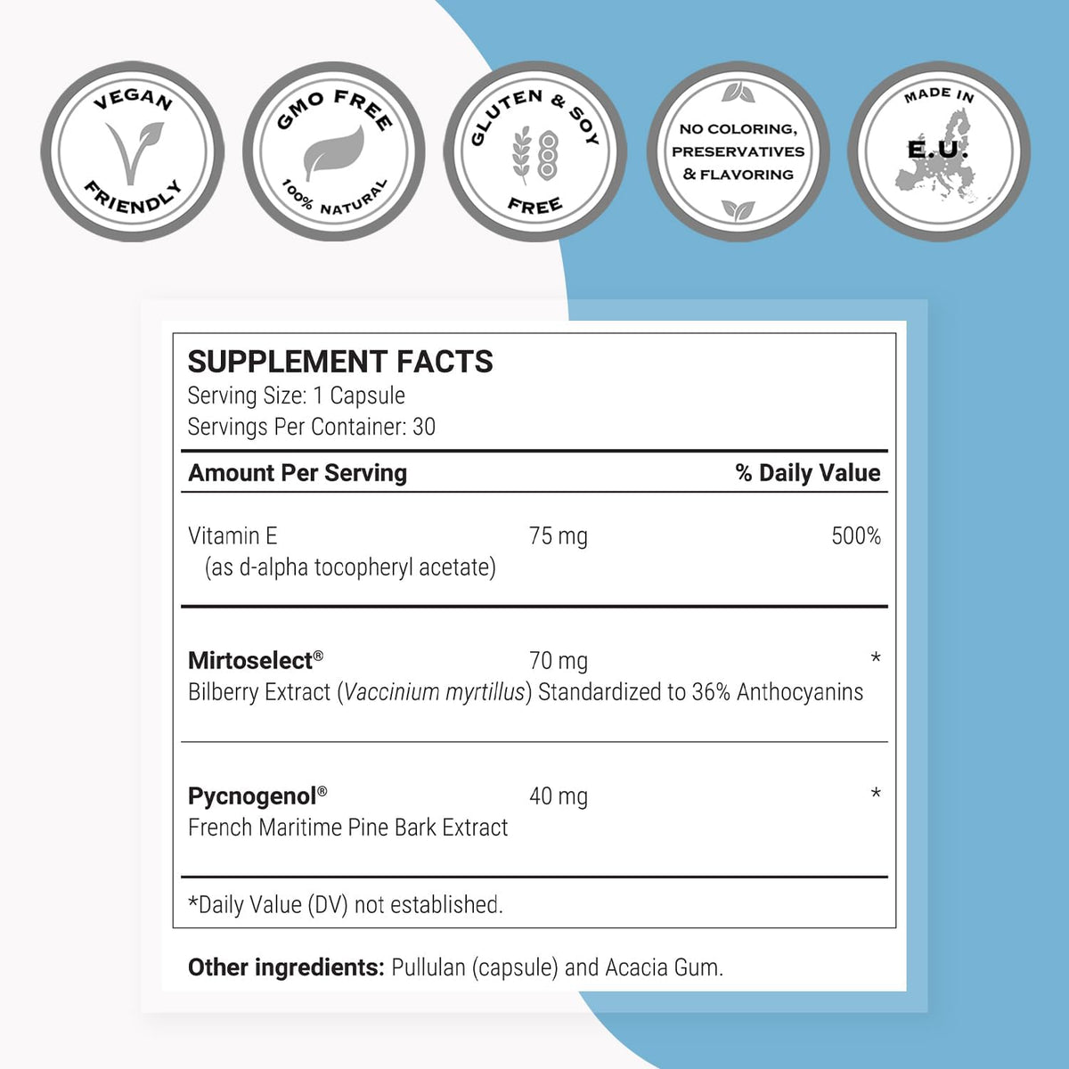 Eye Pressure Control - with Mirtoselect Bilberry Extract & Pycnogenol Pine Bark Extract - 30 Vegetarian Capsules - görsel 4