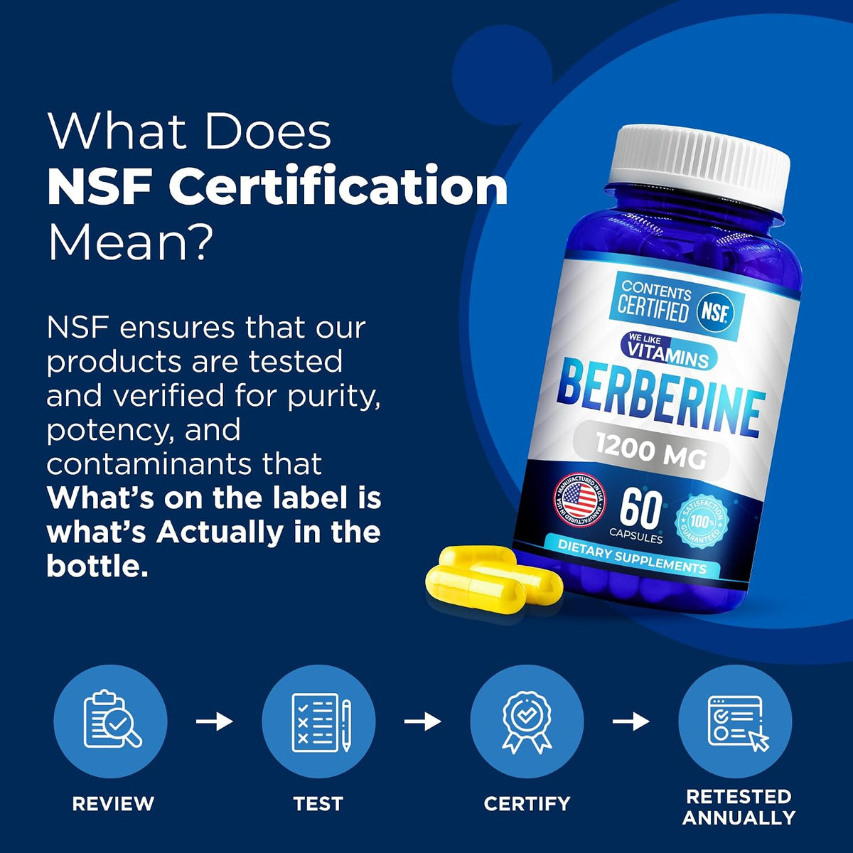 We Like Vitamins Berberine Supplement 1200 mg | NSF Certified | 60 Vegetarian Capsules - görsel 2