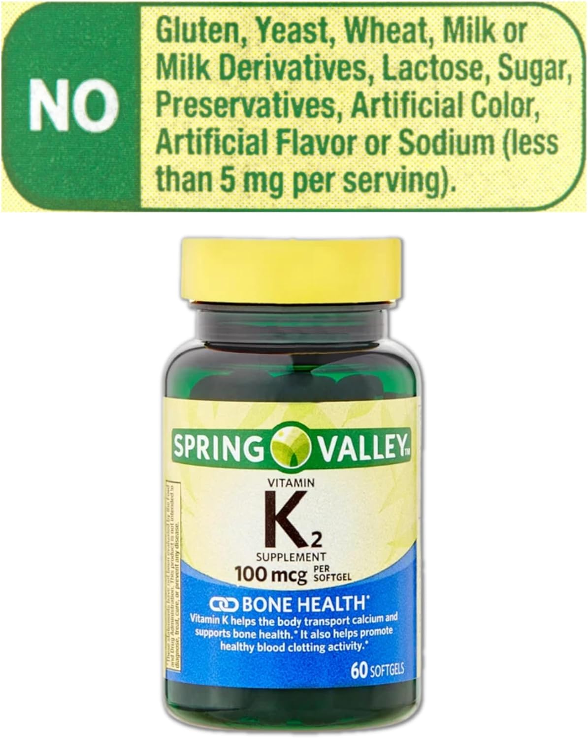 Spring Valley Vitamin K2 100 mcg, 60 Softgels with Pill Organiser - görsel 4