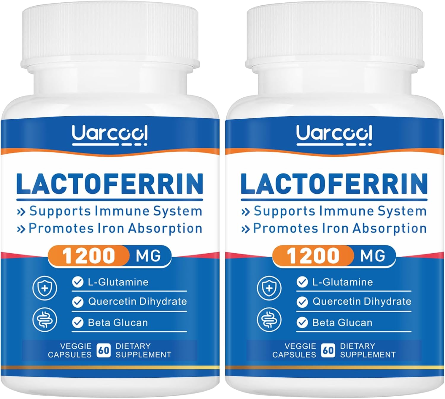 Uarcool Lactoferrin Supplement 1200mg – Immune Support, Vegetarian, Gluten-free (60 Soft gel capsule Capsules, 2-Bottle Pack) - görsel 1