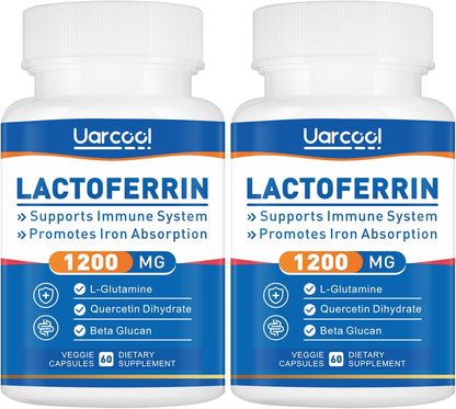 Uarcool Lactoferrin Supplement 1200mg – Immune Support, Vegetarian, Gluten-free (60 Soft gel capsule Capsules, 2-Bottle Pack)