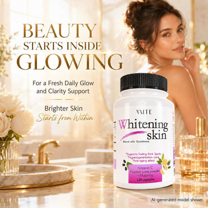 VAITE Glutathione Whitening Capsules – Dark Spots & Acne Scar Remover – Vegan Skin Brightening Capsules with Anti-Ageing & Antioxidant Effect – 120 Capsules (3 Pack)