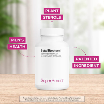 Supersmart Beta-Sitosterol Supplement (180mg per Day) - Plant Sterols for Men - Non-GMO & Gluten-free - 90 Vegetarian Capsules