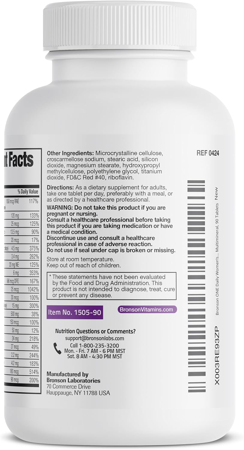 Bronson ONE Daily Women's 50+ Complete Multivitamin Multimineral, 90 Tablets - görsel 5