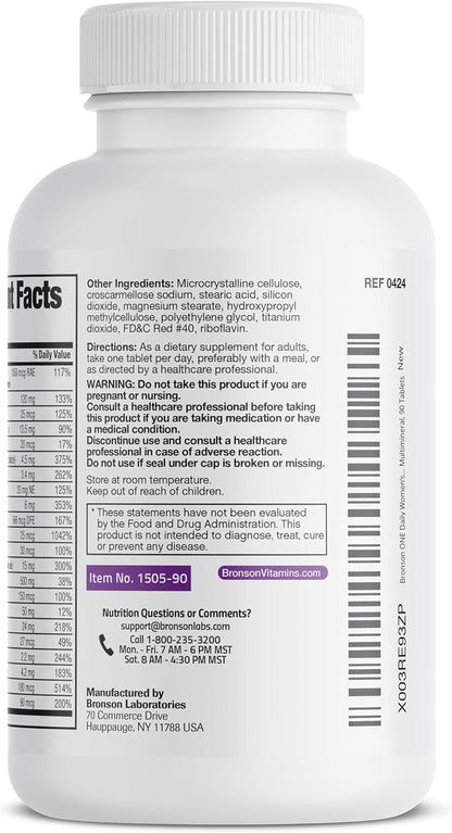 Bronson ONE Daily Women's 50+ Complete Multivitamin Multimineral, 90 Tablets