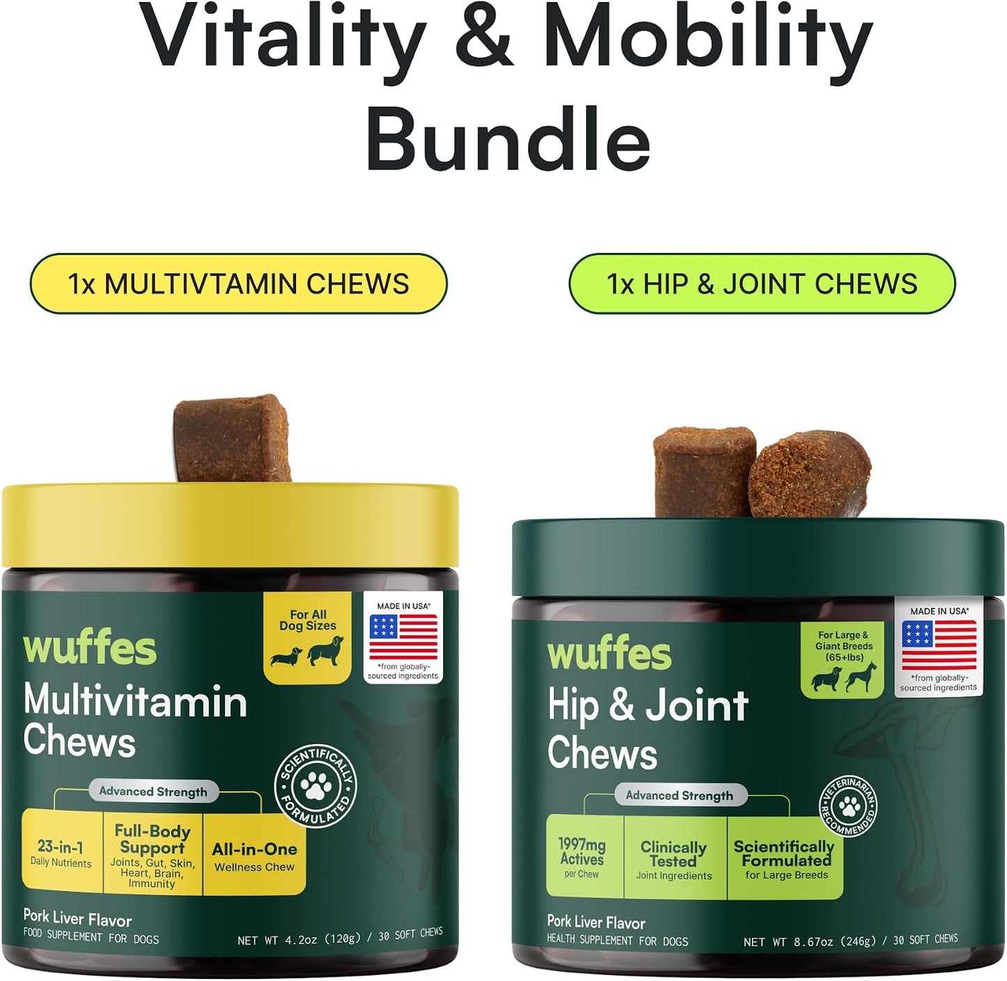 Wuffes Hip and Joint Supplement for Large Breeds and 23-in-1 Multivitamin Bundle - görsel 4