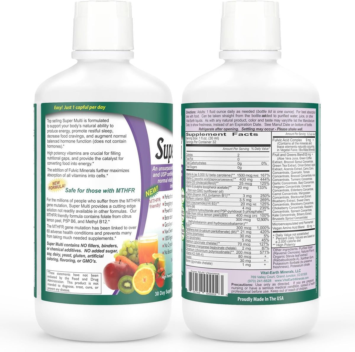 Vital Earth Minerals Detox & Wellness Support – Fulvic Humic Blend with over 70 Trace Minerals & Liquid Multivitamin, 946 ml Each - görsel 3