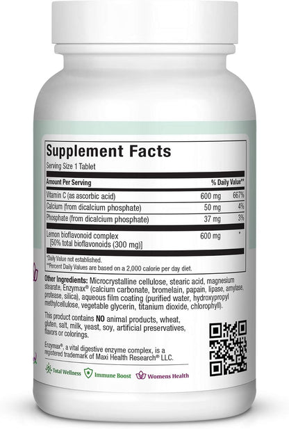 Pure-C Bio 600 – Vitamin C Complex 600 mg with Lemon Bioflavonoids, Calcium and Phosphorus – 90 Tablets