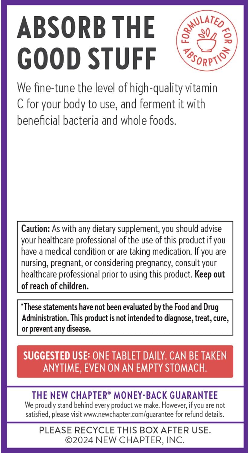 New Chapter® Vitamin C Immune Defence Supplement + Elderberry – 90 Tablets - görsel 7