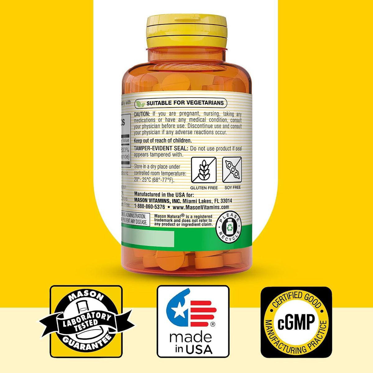 MASON NATURAL Vitamin B1 Thiamine 250 mg, 300 Tablets (Pack of 3) - görsel 6