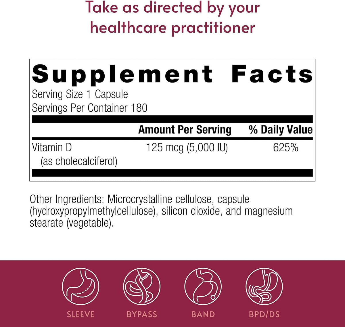 Bariatric Advantage Vitamin D3 5,000 IU – Water-Miscible Bariatric Vitamin D Capsules – Bone Health Support – 180 Capsules - görsel 4