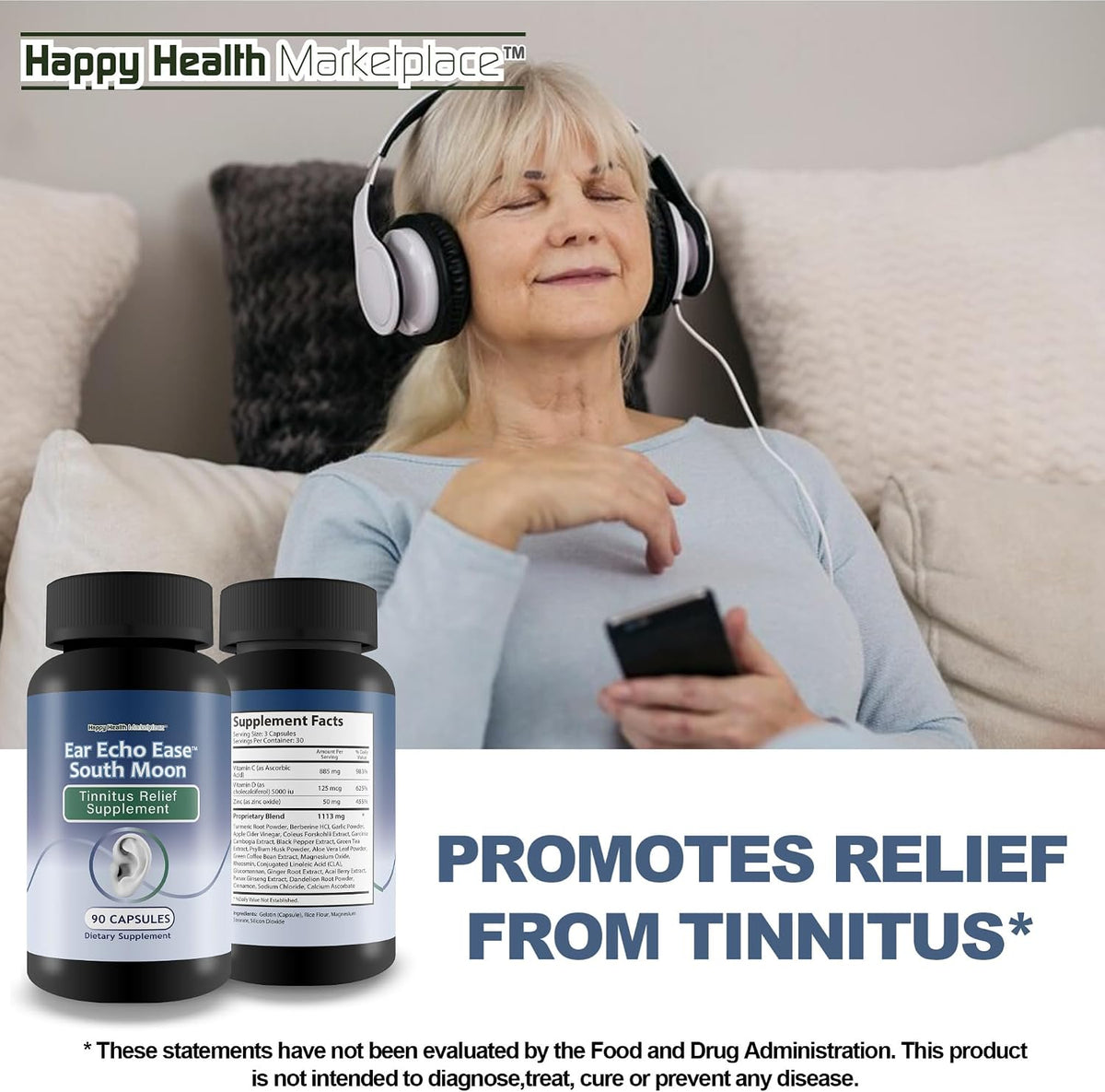 Ear Echo Ease Tinnitus Relief Supplement - Support for Ringing Ears and Ear Health - görsel 6