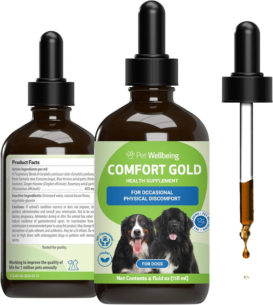 Pet Wellbeing Comfort Gold for Dogs - Herbal Supplement for Physical Comfort and Healthy Circulation (118 ml)