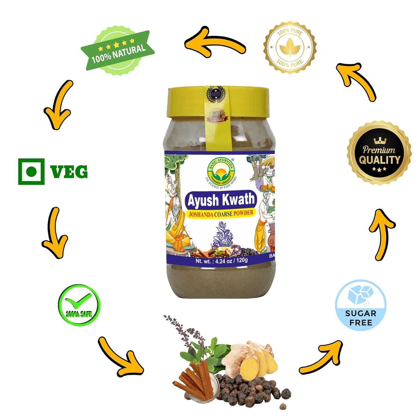 BASIC AYURVEDA Kwath Kadha Powder | Organic Ayurvedic Spice Blend | 120g - görsel 7