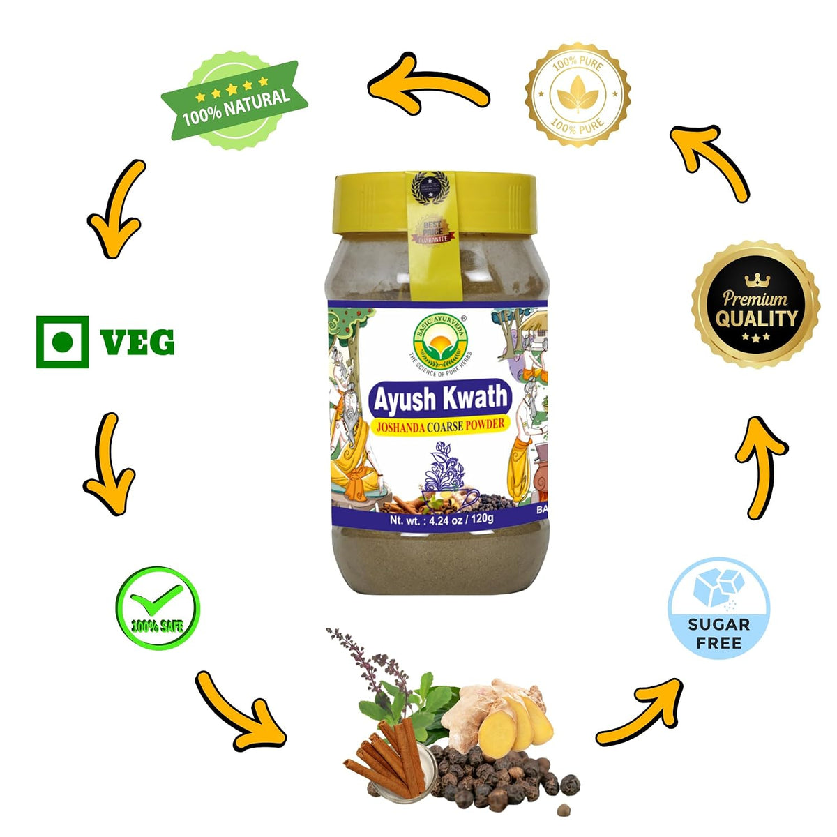 BASIC AYURVEDA Kwath Kadha Powder | Organic Ayurvedic Spice Blend | 120g - görsel 7