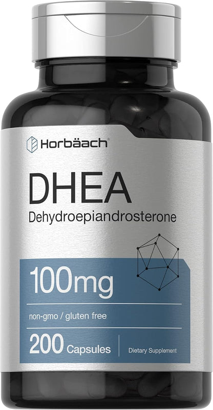 Horbäach DHEA 100mg, 200 Capsules – A Supplement for Men and Women