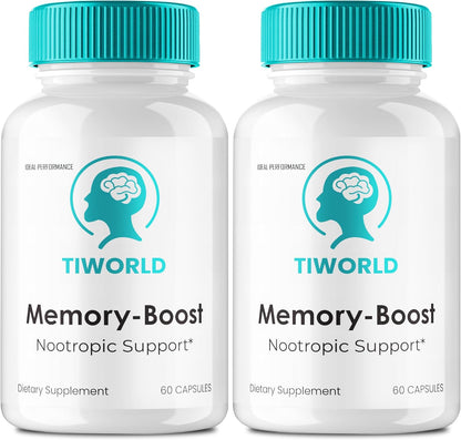 Tiworlde Memory Boost Capsules - Advanced Formula Nootropic Supplement for Nerve and Brain Health (2 Pack)