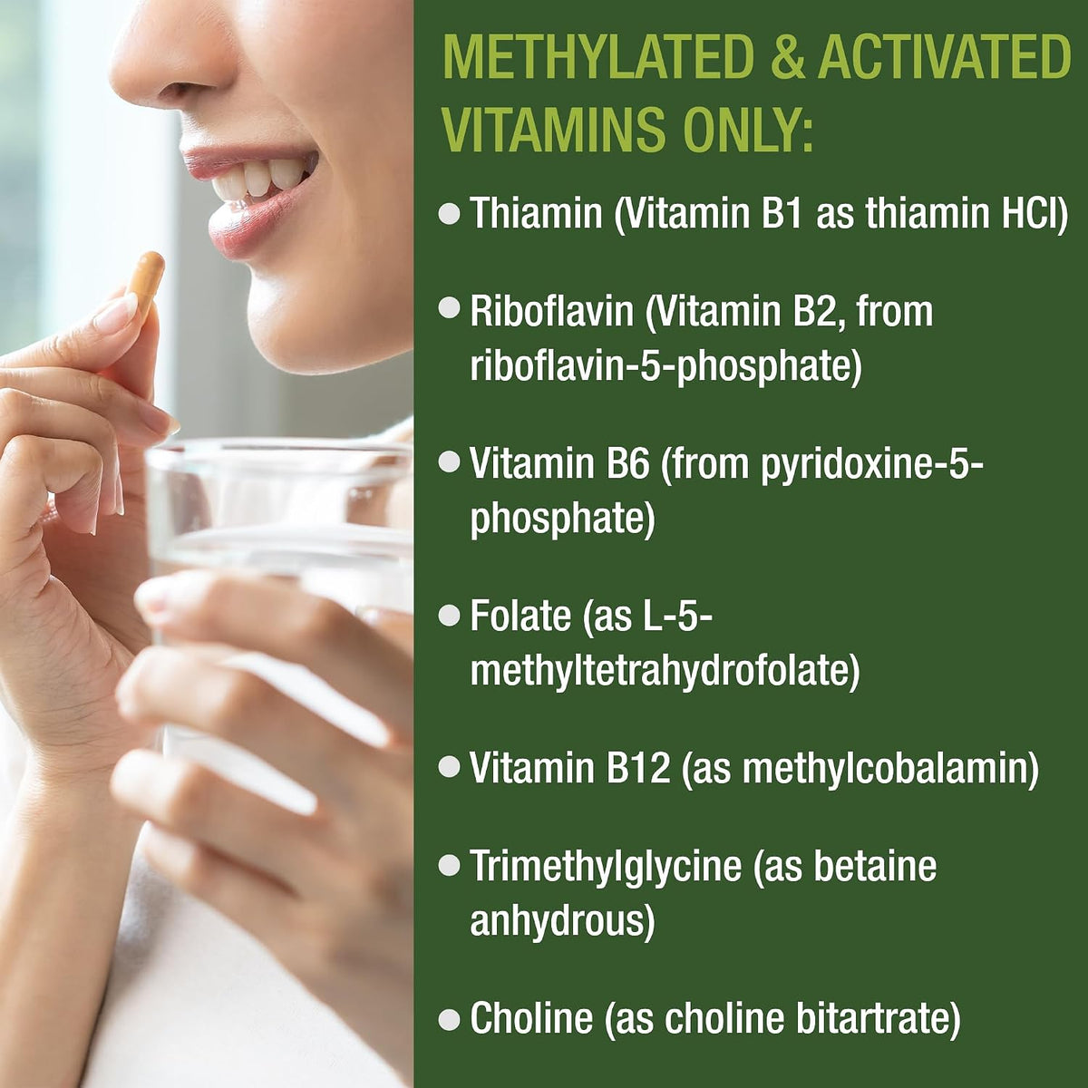 Peak Performance Methylated Multivitamin B Complex – L Methylfolate, Methylcobalamin, TMG | Vegan MTHFR Supplement - görsel 7