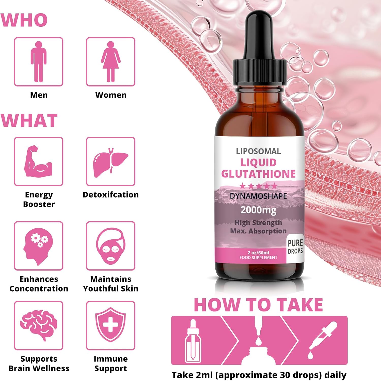 Liposomal Glutathione 2000mg with Vitamin C – Oral Liquid Antioxidant Supplement - görsel 6