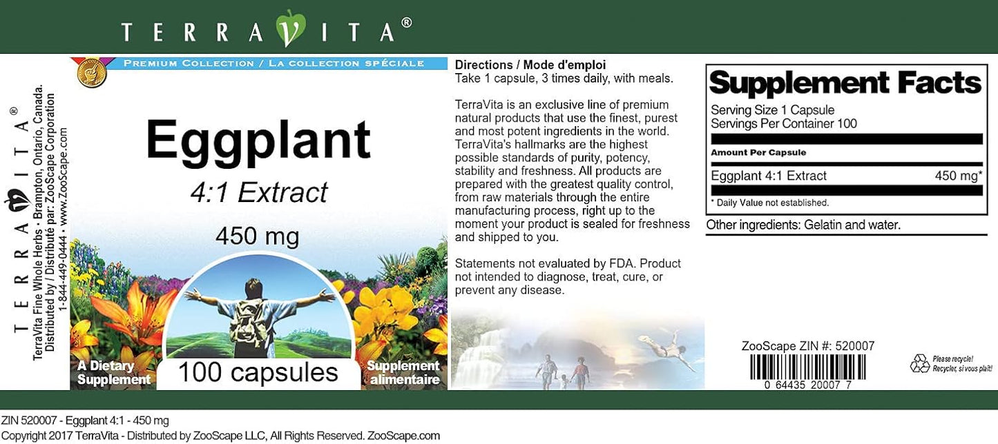 Terravita Eggplant 4:1 Extract 450 mg, 100 Capsules (3 Pack) - görsel 3