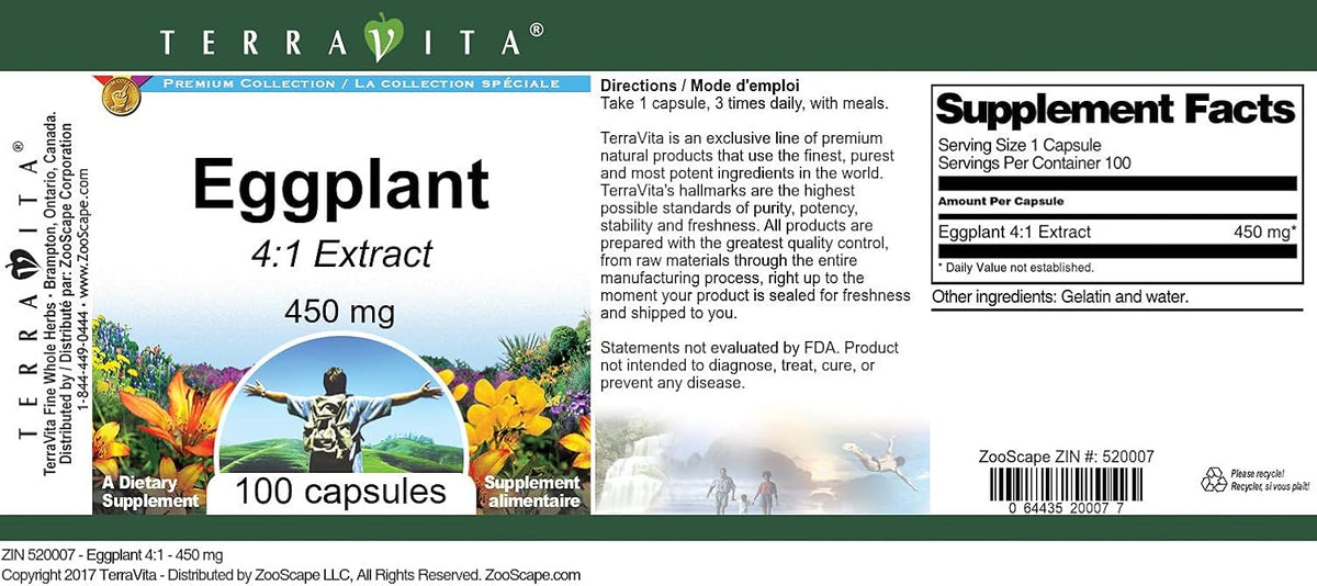 Terravita Eggplant 4:1 Extract 450 mg, 100 Capsules (3 Pack) - görsel 3