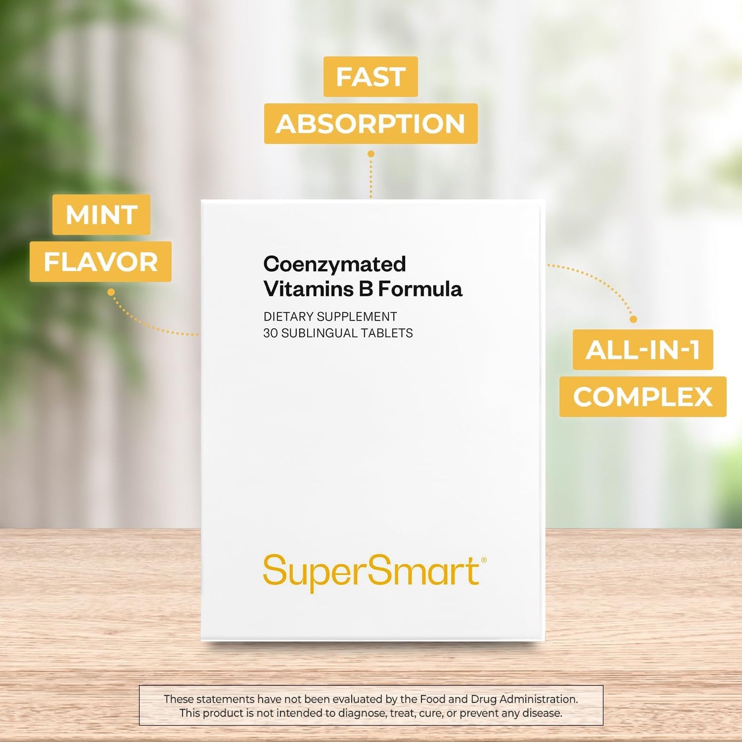 Supersmart Coenzymated B Formula - Active B Complex Supplement - 30 Sublingual Tablets - görsel 3