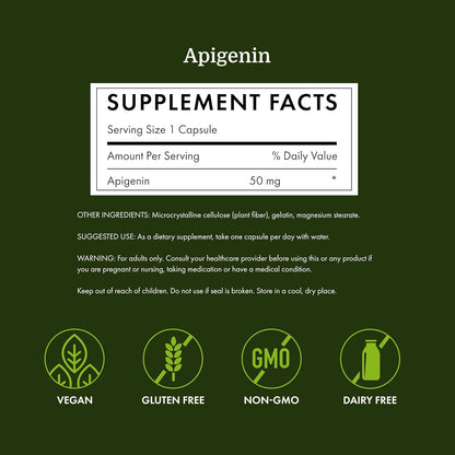 Swanson Apigenin 50 mg – Sleep and Relaxation Supplement – 90 Capsules